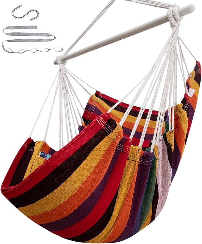 Canvas Pattern Hammock Chair Rainbow
