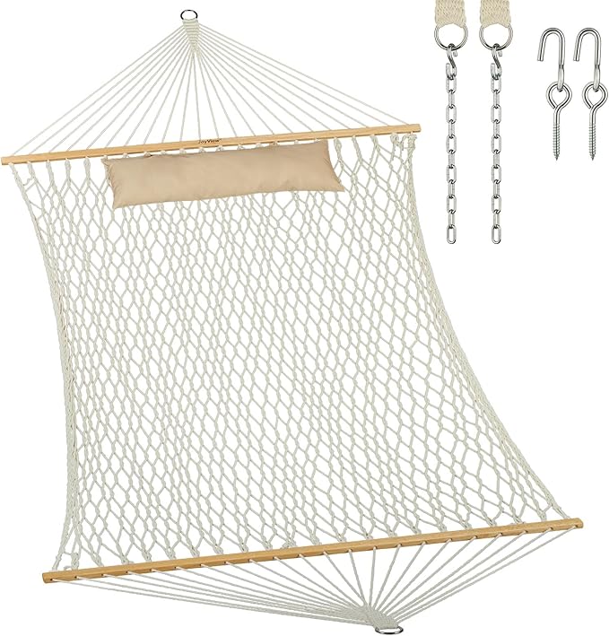 Resort King Polyester Rope Hammock in Cream