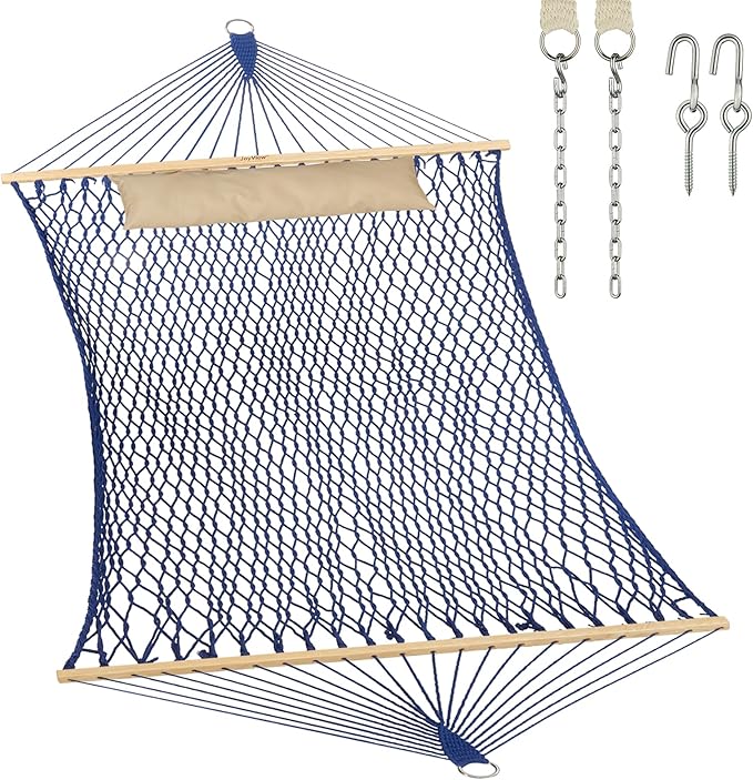 Resort King Polyester Rope Hammock in blue