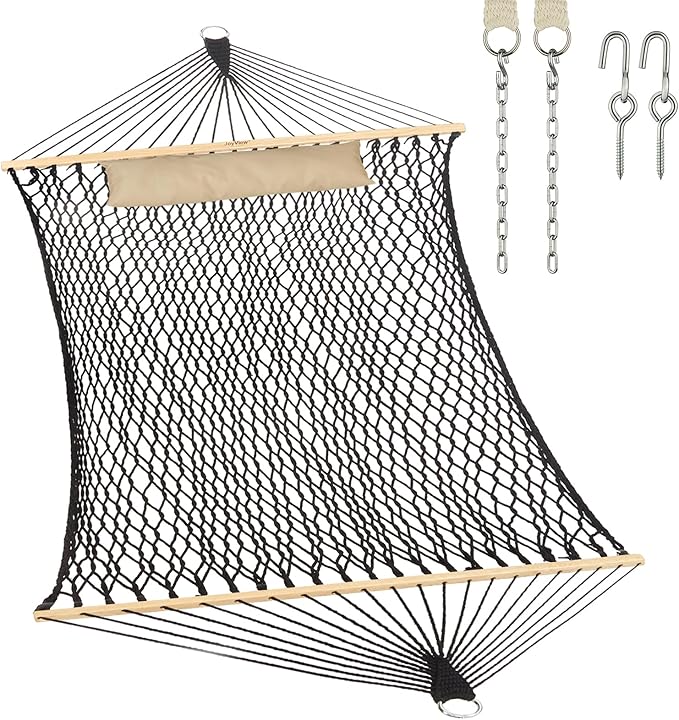 Resort King Polyester Rope Hammock in black